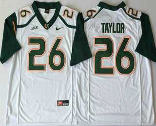 Mens Miami Hurricanes #26 Sean Taylor White Stitched NCAA Nike College Football Jersey